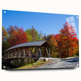 Acrylic print of a New Hampshire landscape in muted greens and blues, suitable for dining room decor.