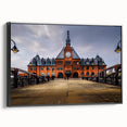 Black and white framed canvas of a vintage New Jersey landscape, ideal for bedroom wall decor.