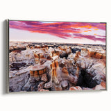 Framed canvas featuring a vintage-style New Mexico landscape in black with colorful accents, ideal for modern home decor.