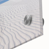 Mid-century modernist art of New Mexico's White Sands in muted beige tones on acrylic glass, suitable for dining room art.