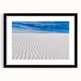 Abstract art print of White Sands, New Mexico, with textured strokes in vibrant hues on a large black-framed canvas.