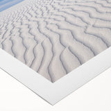Art deco poster of White Sands, New Mexico, in pastel tones on rolled canvas, suitable for dining room walls.