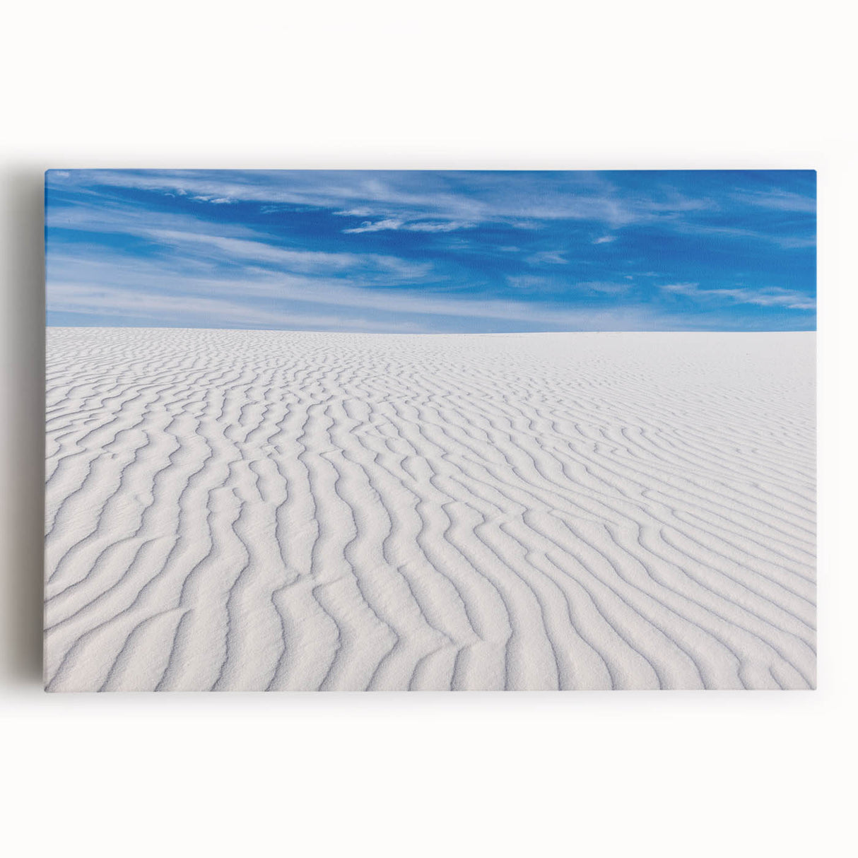 Black and white photograph of White Sands, New Mexico on large stretched canvas, ideal for kitchen wall art.