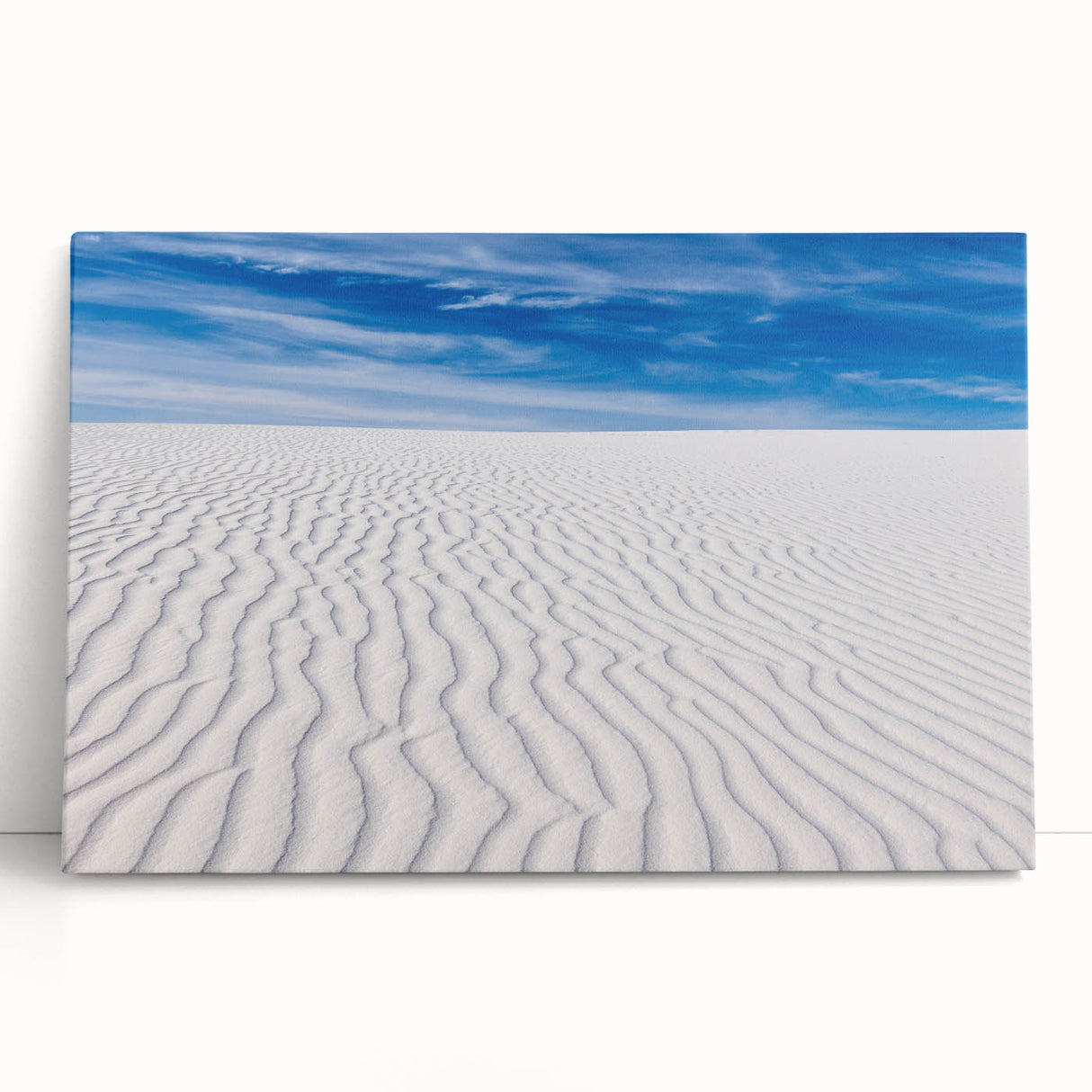 Black and white photo of White Sands, New Mexico on stretched canvas, ideal for kitchen wall art or bedroom decor.