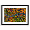 Abstract art print of Blue Ridge scenery in vibrant blue and green tones on a large framed canvas.