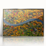 Mid-century modernist art depicting the Blue Ridge Mountains in muted earth tones on a framed acrylic print.