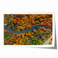 Blue Ridge mountain landscape in soft blues and greens on a rolled canvas, suitable for dining room wall decor.