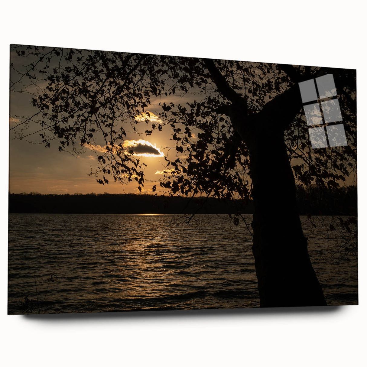 Large abstract wall art of Raleigh, North Carolina in muted earth tones on acrylic glass.