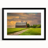 Abstract art print of a textured, colorful North Dakota scenery on extra large framed canvas, ideal for living room decor.