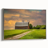 Framed canvas of a North Dakota landscape painting with vibrant colors on a black background, ideal for living room decor.