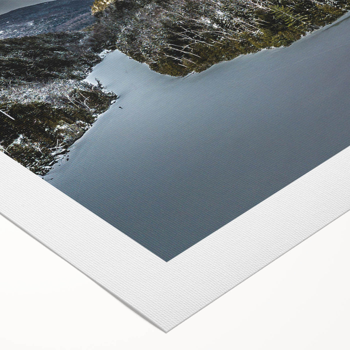 Art deco poster of Adirondacks landscape on rolled canvas, featuring muted earth tones, ideal for dining room wall art.