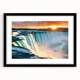 Abstract depiction of Niagara Falls in vibrant blue and green hues on a large textured canvas, ideal for living room decor.