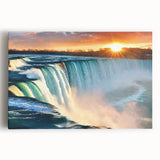 Black and white photo of Niagara Falls on large stretched canvas, suitable for kitchen wall art.