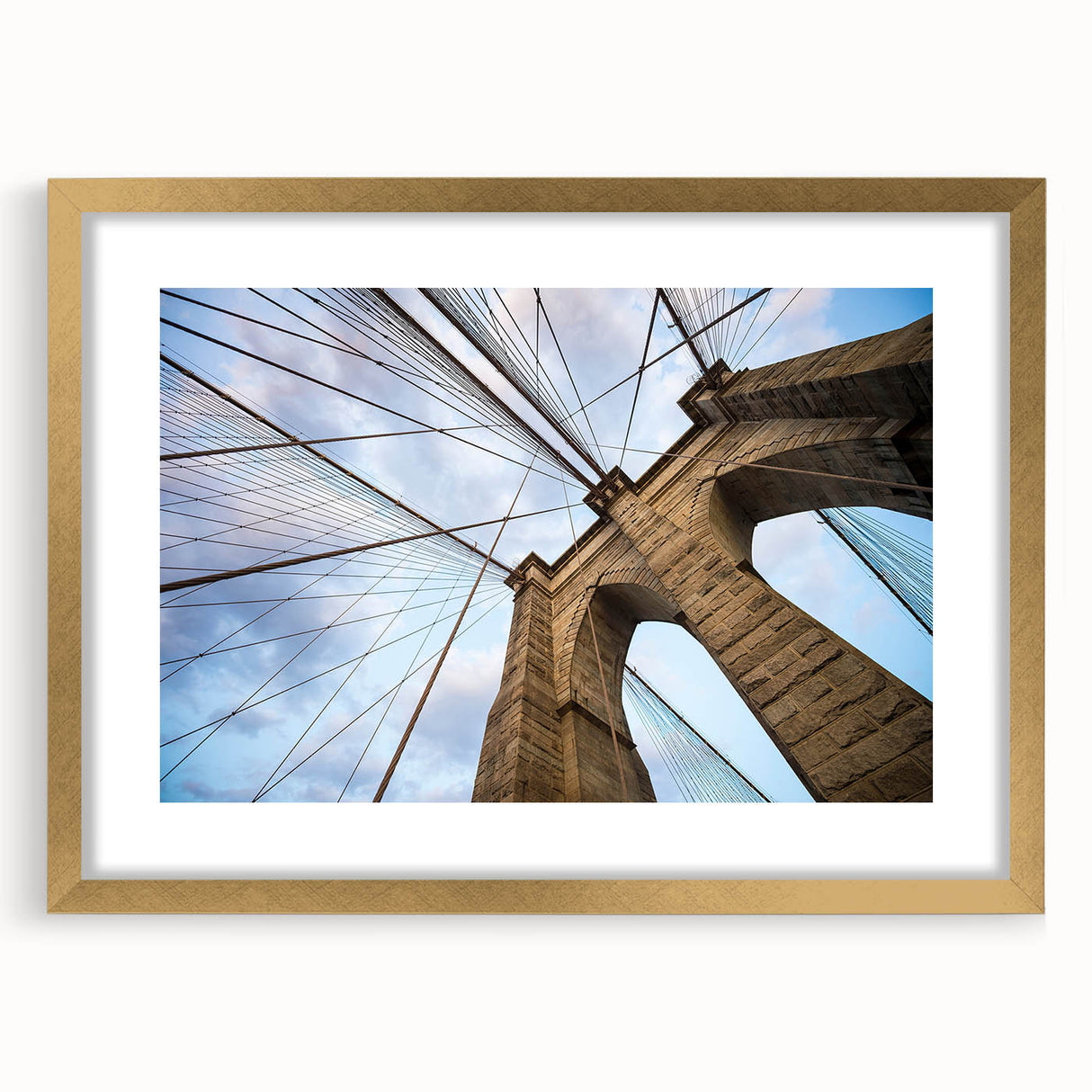 Extra large wall art of Brooklyn Bridge in muted gray tones on a textured canvas, ideal for living room decor.