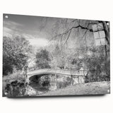 Acrylic print of Central Park with soft green and brown tones, ideal for dining room decor.