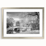 Textured abstract art print of Central Park with muted green and brown tones on a silver-framed mat.