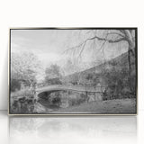 Framed acrylic print of Central Park with mid-century modernist style in muted green and brown tones.