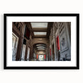 Colorful abstract art print of New York City's Grand Central, in a black frame, ideal for living room decor.