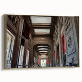 Framed canvas of a vintage-style New York City Grand Central scene in black and gold tones, ideal for bedroom wall art.