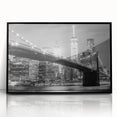 Large abstract wall art of the Manhattan Bridge in muted gray tones on a framed acrylic, ideal for modern living room decor.
