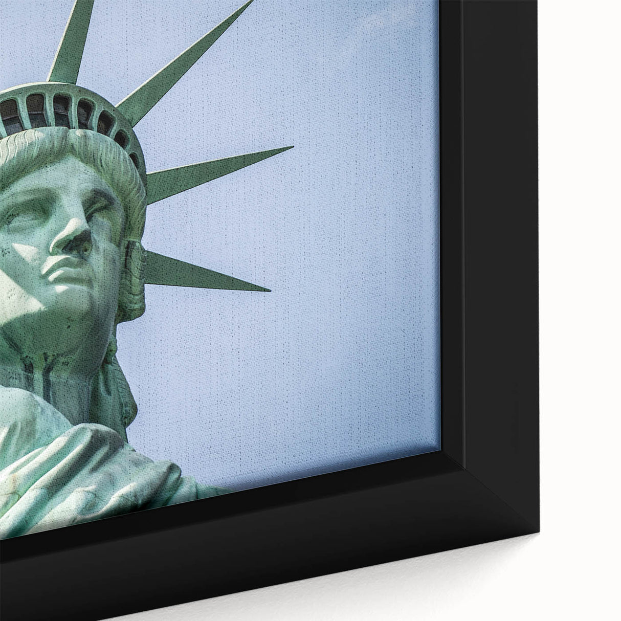 Extra large black wall art of the Statue of Liberty on a textured canvas, featuring vibrant colors.