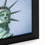 Extra large black wall art of the Statue of Liberty on a textured canvas, featuring vibrant colors.