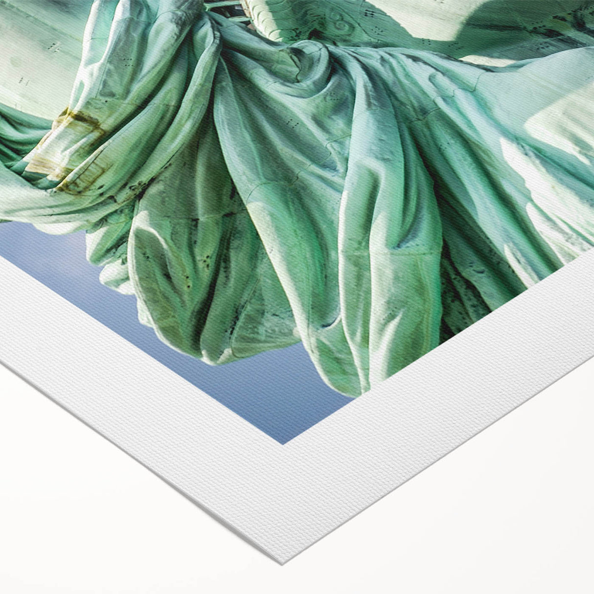 Art deco poster of the Statue of Liberty in monochrome, on rolled canvas, suitable for dining room wall art.