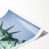 Extra large rolled print of the Statue of Liberty with a line art flowers overlay, ideal for large living room wall art.