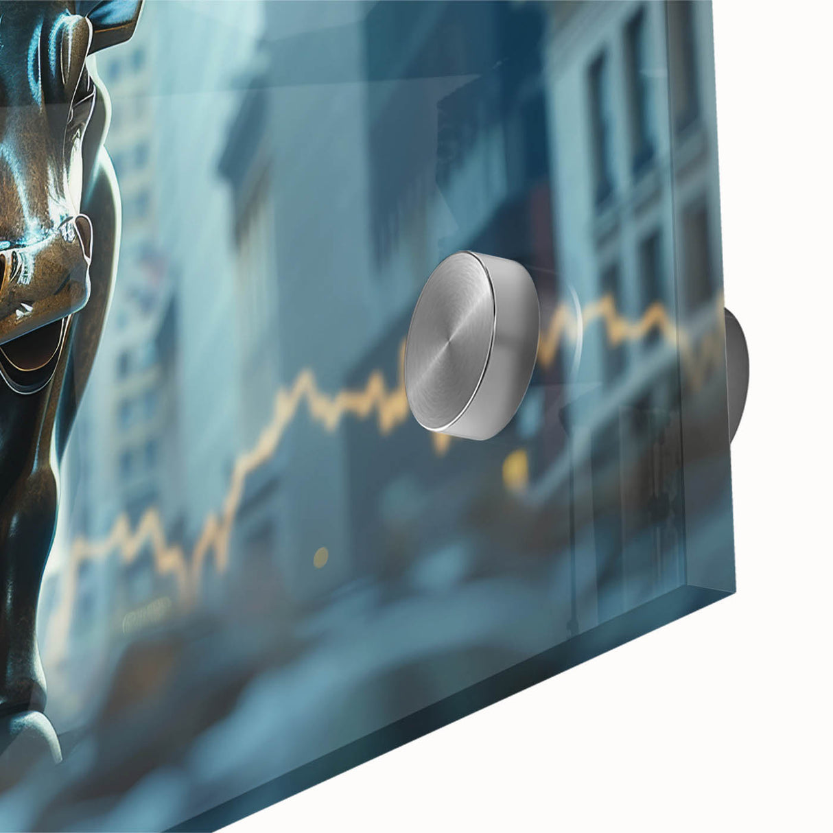 Large abstract depiction of New York City in muted gray tones on acrylic glass, ideal for dining room art.