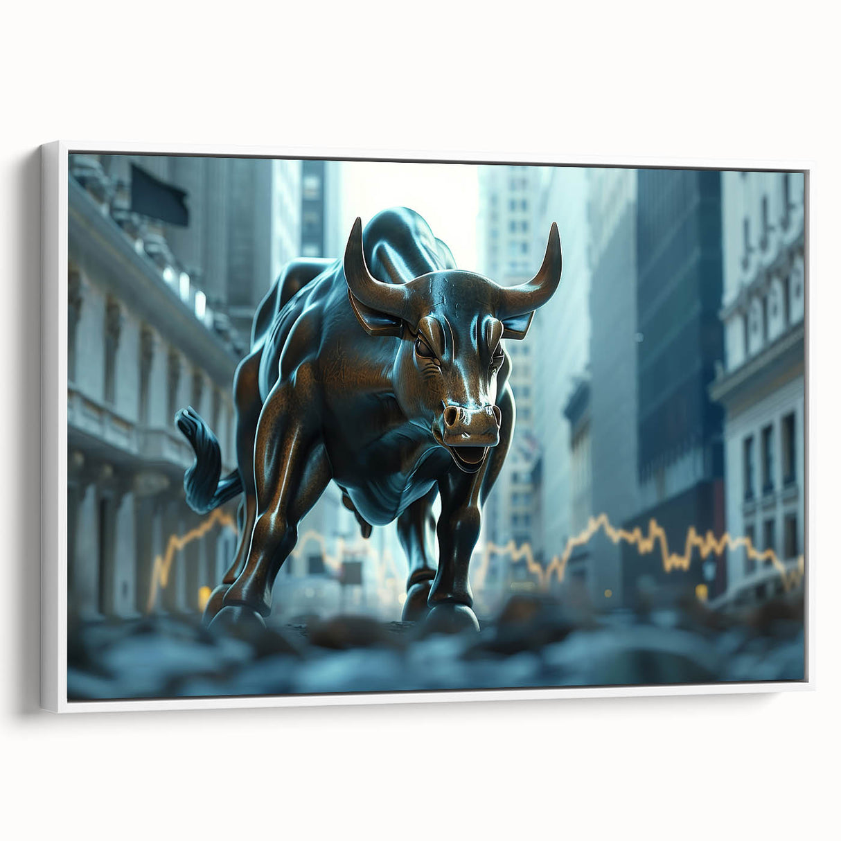 Vintage poster art of NYC skyline in colorful hues on extra-large framed canvas, ideal for living room decor.