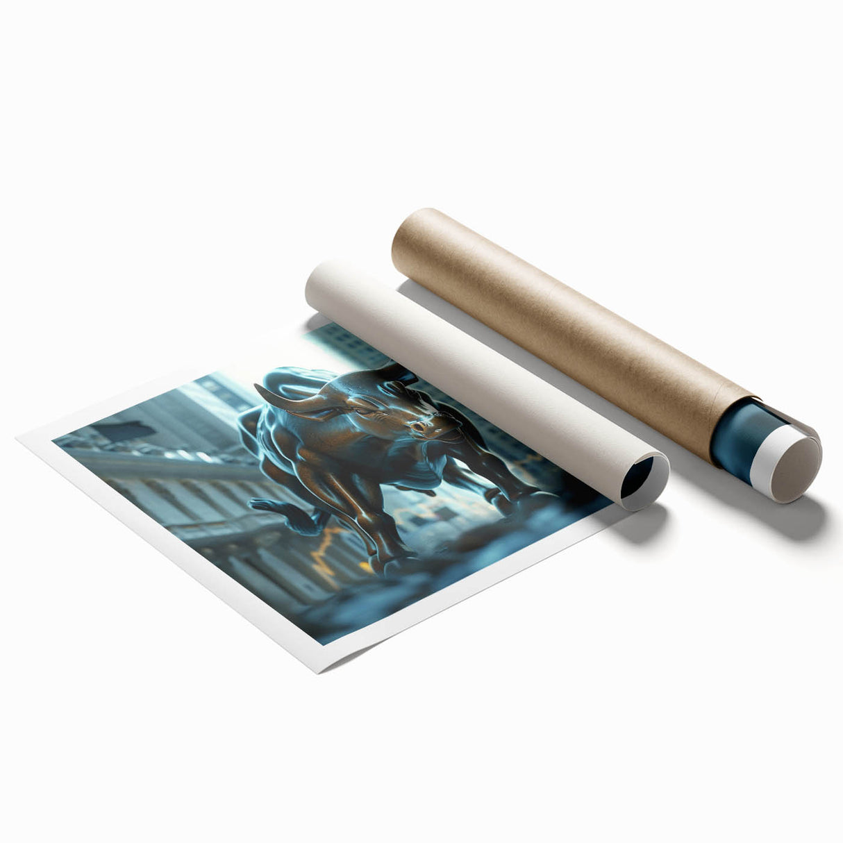 Extra large rolled print of New York City skyline with soft pastel shades, ideal for classy bathroom wall art.