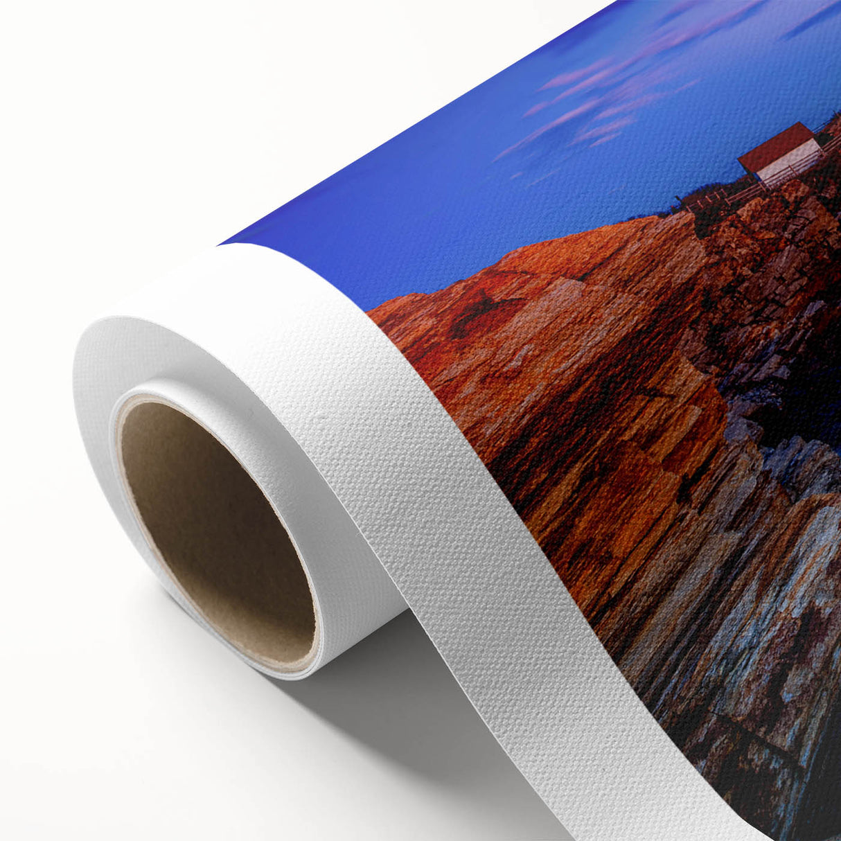 Art Deco poster of Portland, Oregon skyline in muted gray and blue tones on rolled canvas, ideal for nursery wall art.