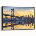 Black and white framed canvas of Philadelphia landscape, ideal for bedroom wall art.
