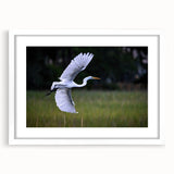 Abstract art print depicting South Carolina scenery in muted earth tones on a framed white mat.