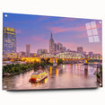 Acrylic print of Nashville skyline in muted blue and gray tones, suitable for bedroom or dining room decor.