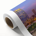 Art deco poster of Nashville skyline in pastel shades on rolled canvas, ideal for nursery wall art.