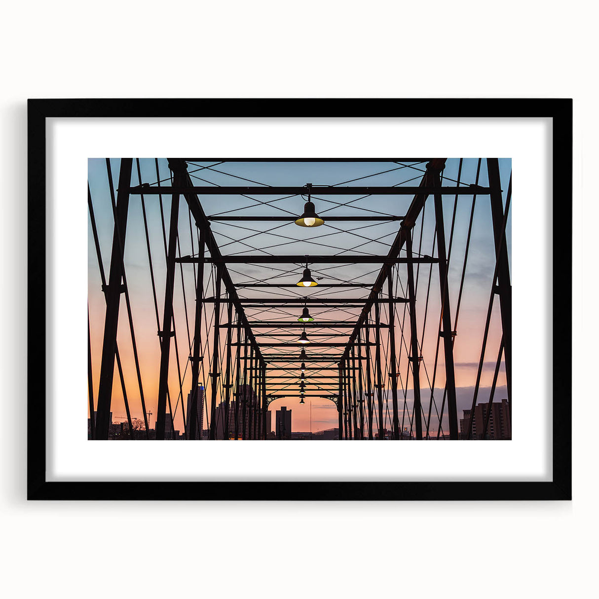Abstract art print of San Antonio skyline in vibrant colors on a large textured canvas, ideal for living room decor.