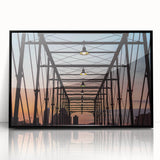 Large abstract wall art of San Antonio skyline in muted gray and blue tones on a framed acrylic.