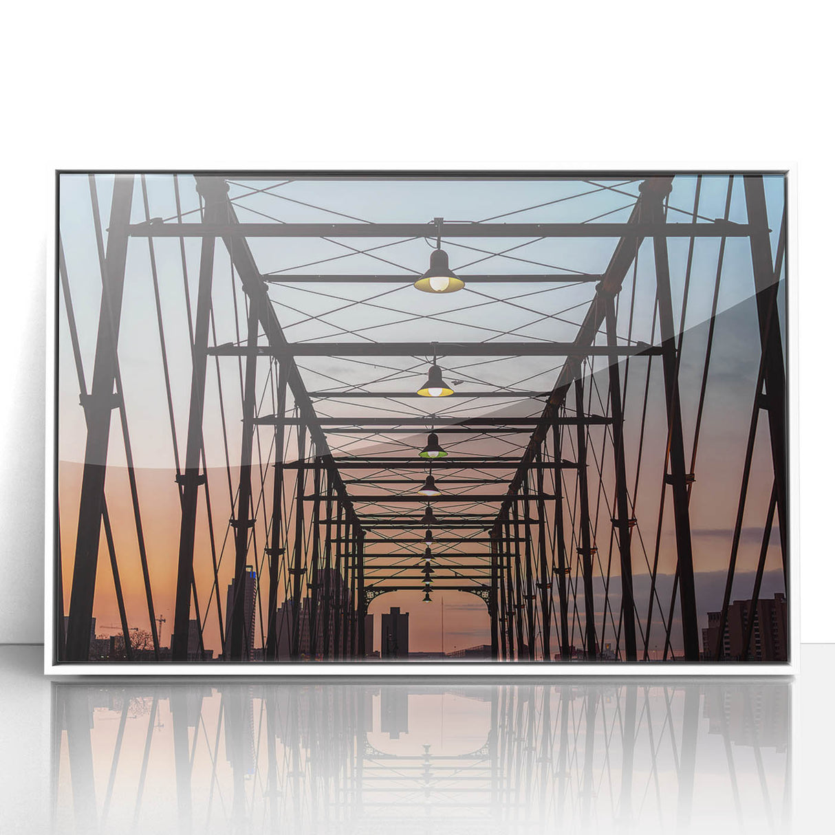 Art deco poster of San Antonio skyline in muted pastel shades on framed acrylic, suitable for modern nursery decor.