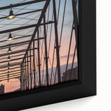 Textured black wall art of San Antonio skyline on a framed canvas with vibrant colors, ideal for living room decor.