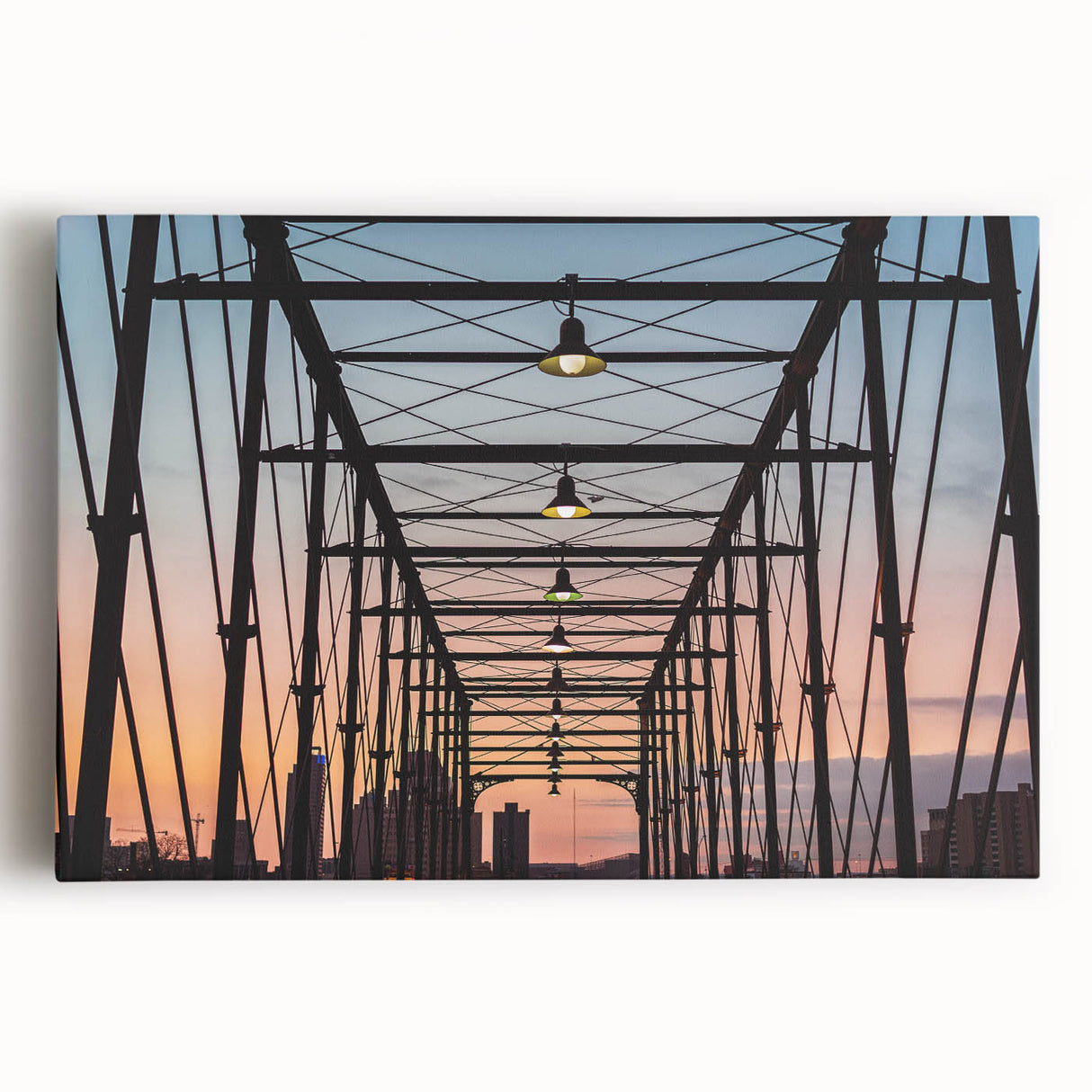 Black and white stretched canvas of San Antonio skyline, ideal for kitchen wall art.