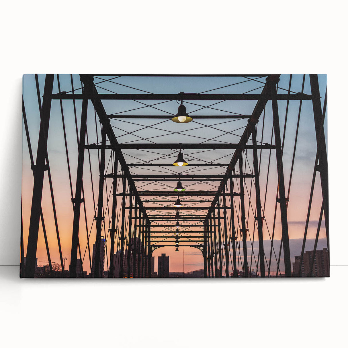 Black and white stretched canvas featuring the San Antonio skyline, ideal for kitchen wall art.