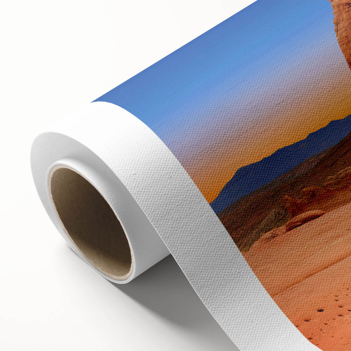 Art deco poster of Arches National Park in muted earth tones on rolled canvas, ideal for nursery wall art.