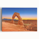 Black and white photograph of Arches National Park on stretched canvas, ideal for kitchen wall art.