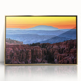 Large art print of Bryce Canyon in vibrant orange and red hues on a framed acrylic, ideal for modern art wall decor.
