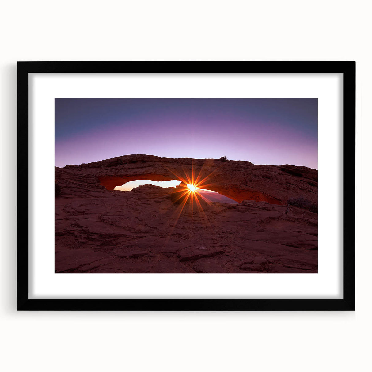 Extra large, textured abstract art print of colorful Utah Canyonlands on a black framed canvas.