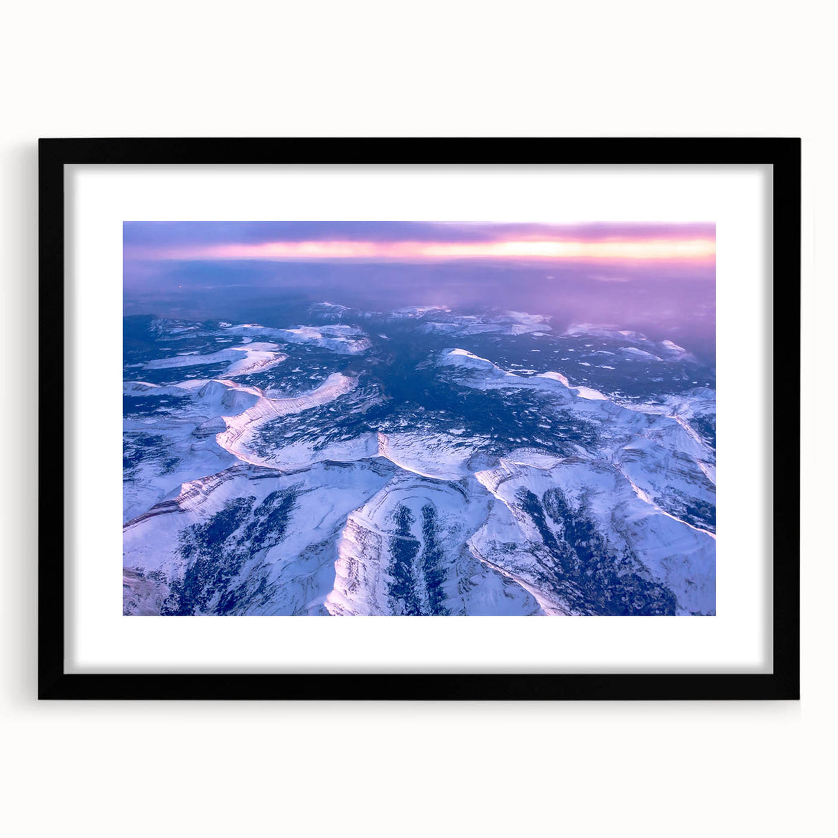Colorful abstract art print of Salt Lake City, in a black frame with mat, ideal for extra large living room wall.