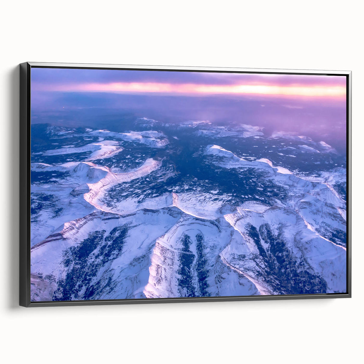 Black and white wall art featuring a vintage poster art style landscape of Salt Lake City on framed canvas.