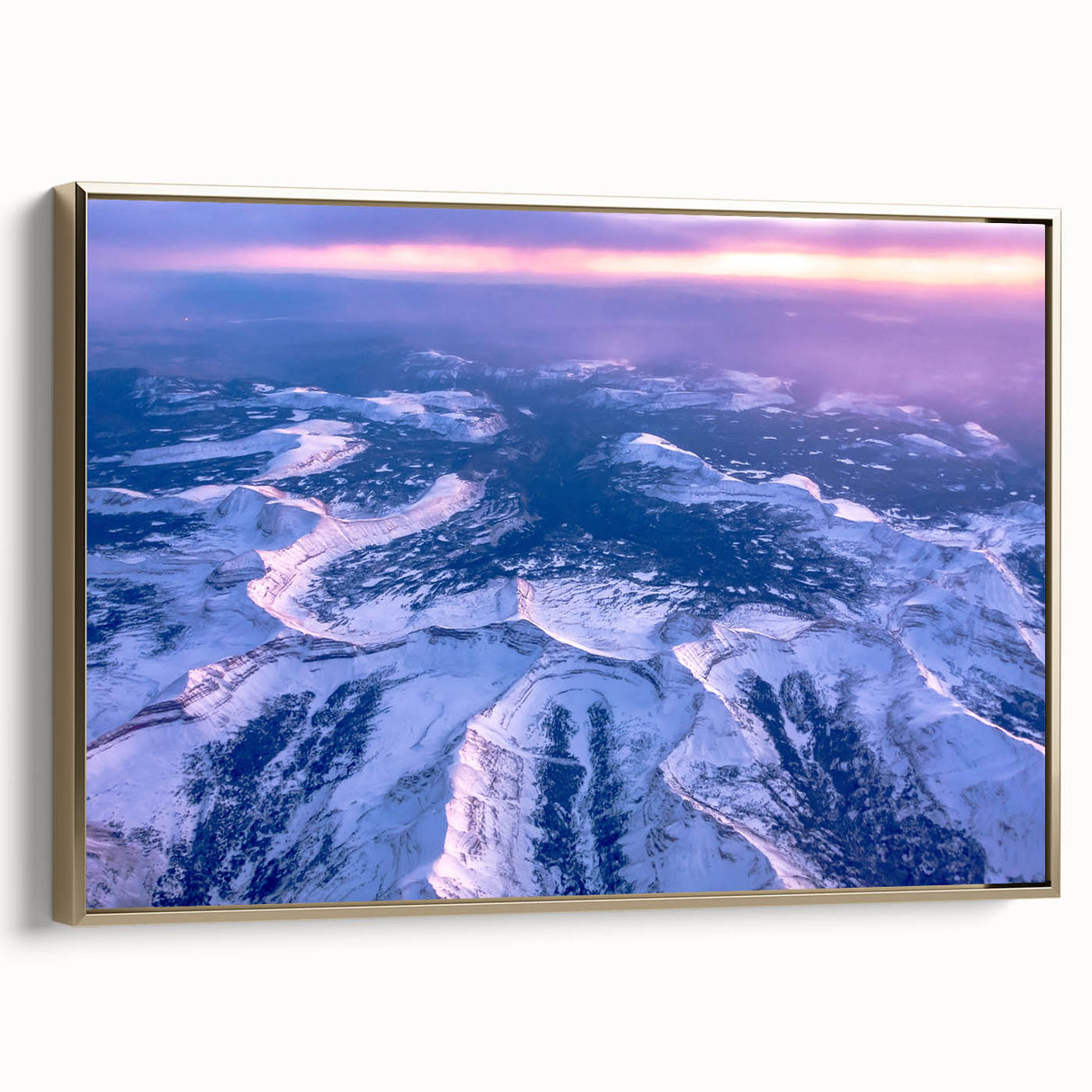 Framed canvas depicting Salt Lake City landscape in muted gold and black tones, ideal for bedroom wall art.