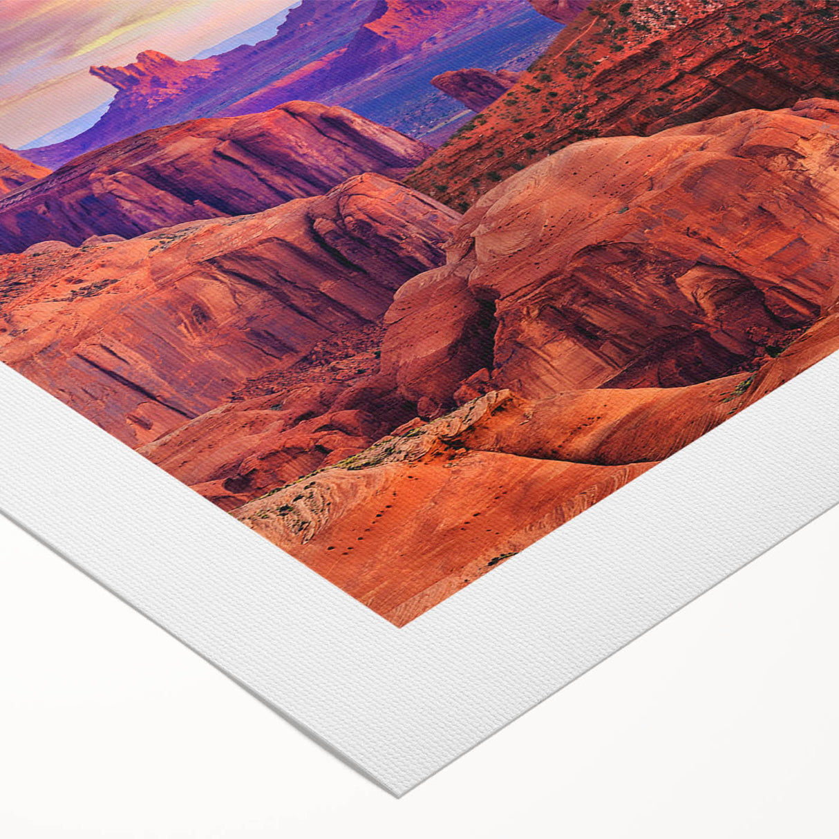 Art deco poster depicting Zion National Park on a rolled canvas, featuring earthy red and green tones.